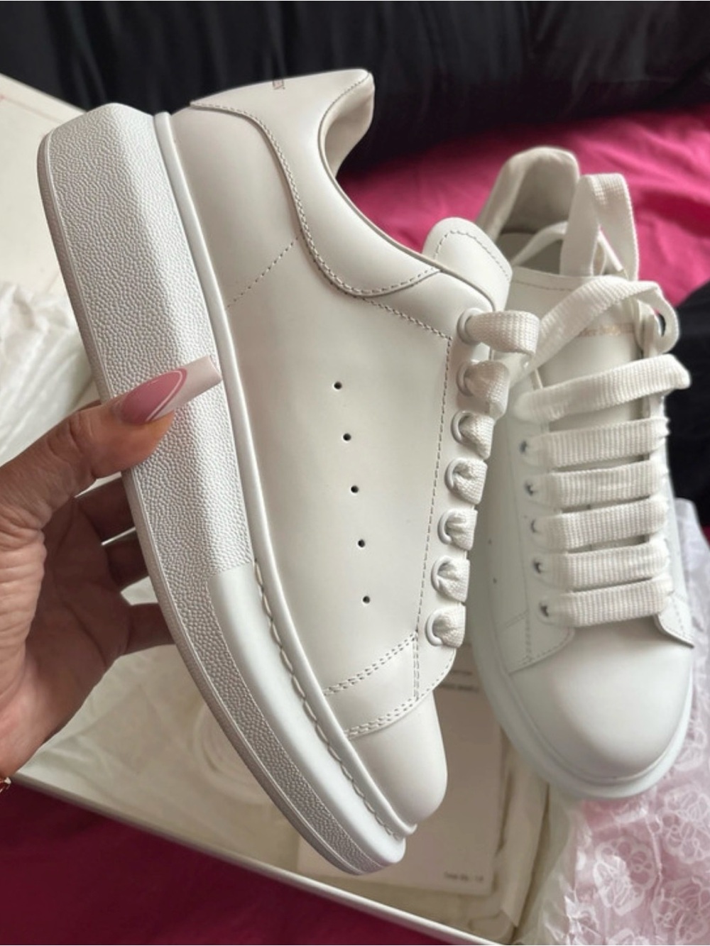 Alexander McQueen White Women's Platform Sneakers